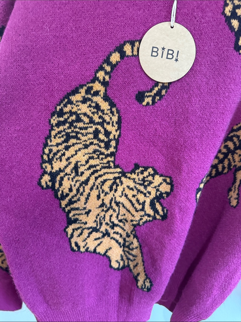 BiBi Fuchsia Crewneck Sweater with Tiger Motif - Picture 5 of 7